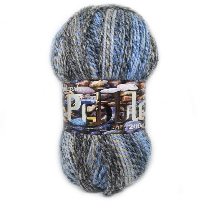 Pebble Chunky Yarn 5 x 200g Balls Blue 8076 - Click Image to Close